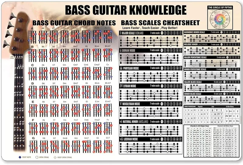 Musical Instrument Sign - علامة معدنية للمعرفة الغيتار باس ،