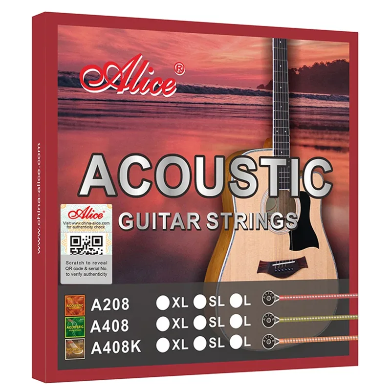 Musical Instrument Strings - أليس A408 مجموعة كاملة الغيتار الصوتية