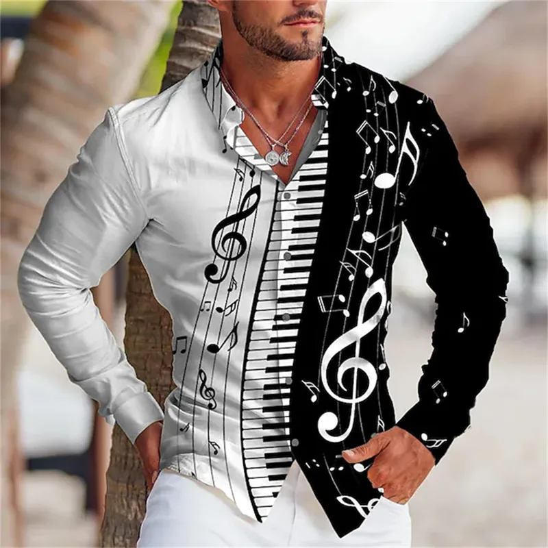 Musical Instrument Sign - قميص رجالي صيفي بأكمام طويلة لعام