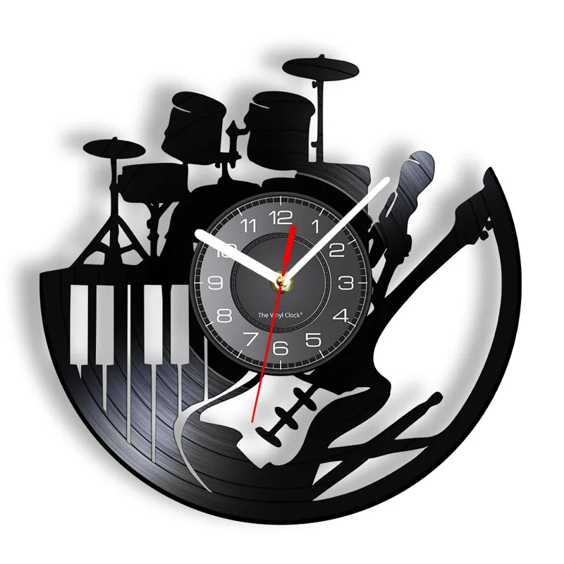 Musical Instrument Sign - مجموعة رف طبول للجيتار الكهربائي، ساعة