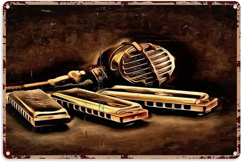 Musical Instrument Sign - لافتة معدنية لعشاق الهارمونيكا من Pzecaru،
