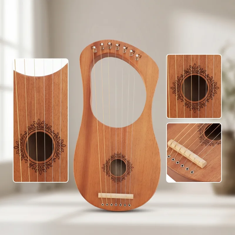 لير خشبي بـ 7 أوتار، آلة موسيق - مراجعة Musical Instrument Lyre وسعره