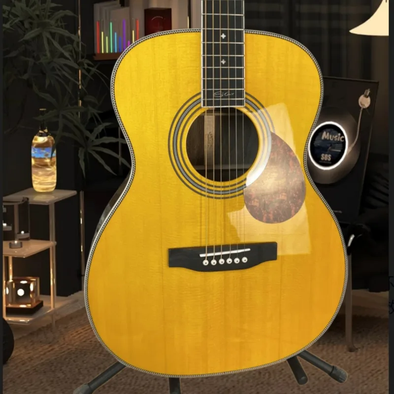 جيتار صوتي أصفر مصنوع يدويًا ب - مراجعة Musical Instrument Strings وسعره