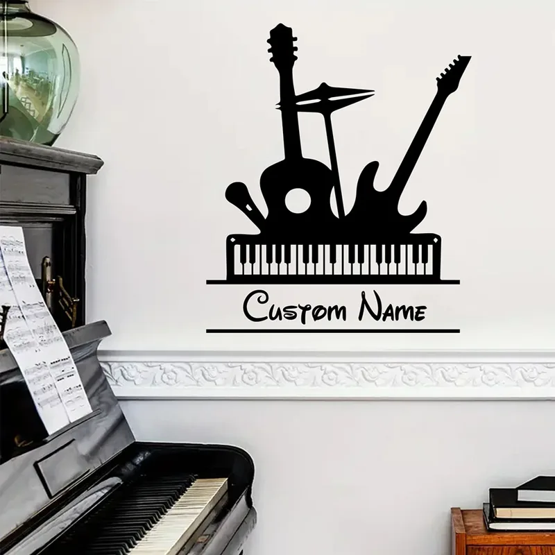 ملصق جداري فني من الفينيل بتصم - مراجعة Musical Instrument With Name وسعره