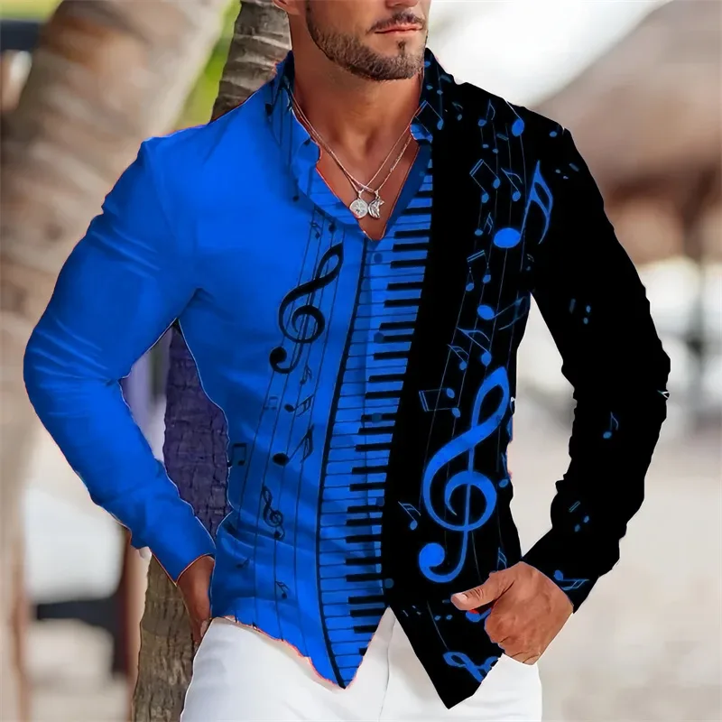 قميص رجالي صيفي بأكمام طويلة ل - مراجعة Musical Instrument Sign وسعره