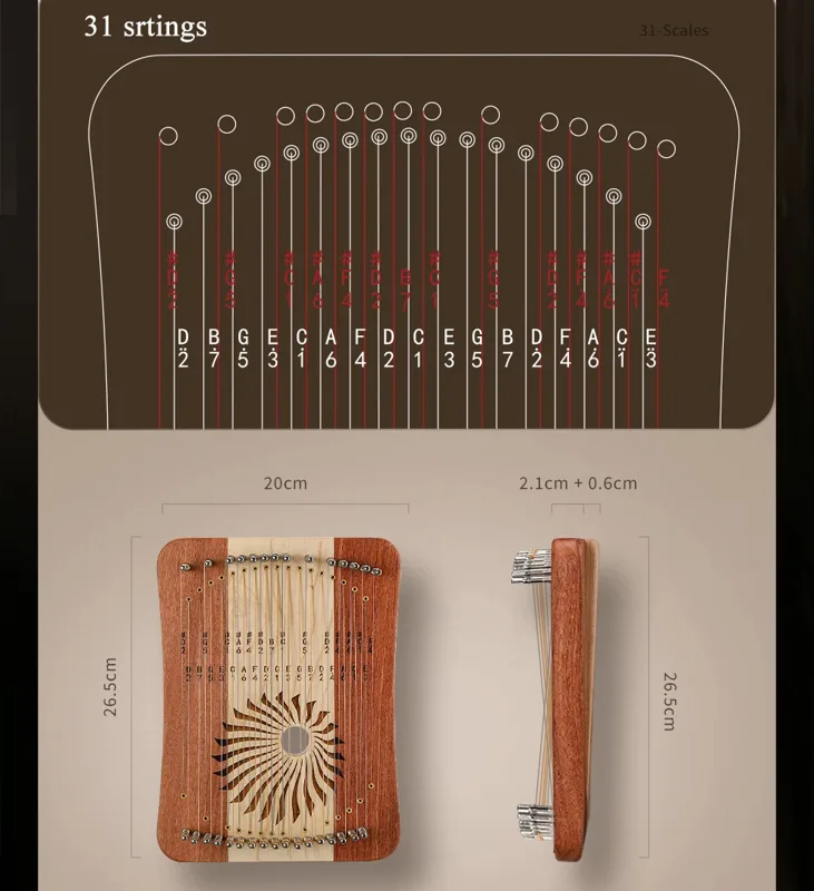 هلو رو لير 31 وترًا، كالي ر 17 - مراجعة Musical Instrument Lyre وسعره